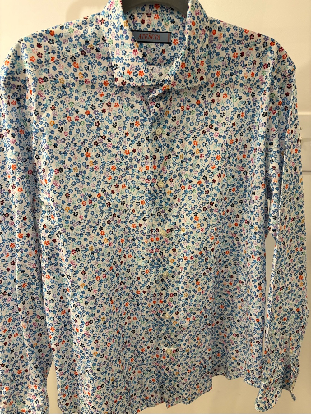 Ateseta Blue Floral Long Sleeve Men’s Shirt